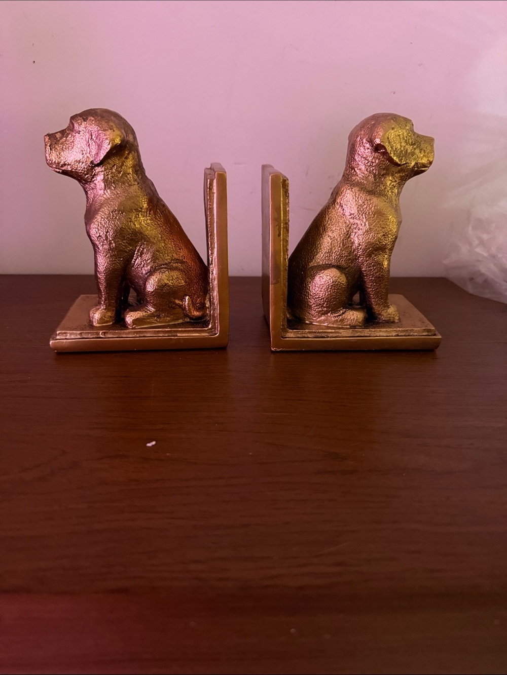 Set of 2 Gold Dog Bookends